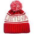 Raudona žieminė kepurė su užrašu LIETUVA
